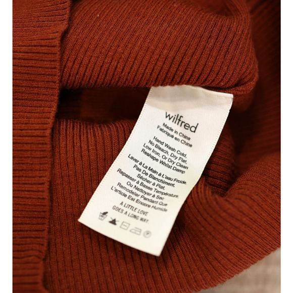 A5 Auth WILFRED Burnt Rust Ribbed Off Shoulder Sweater Midi Dress Size XS - Picture 6 of 7